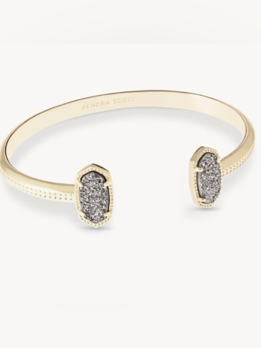 Kendra Scott Gold Open Cuff Bracelet Platinum Iridescent Drusy
